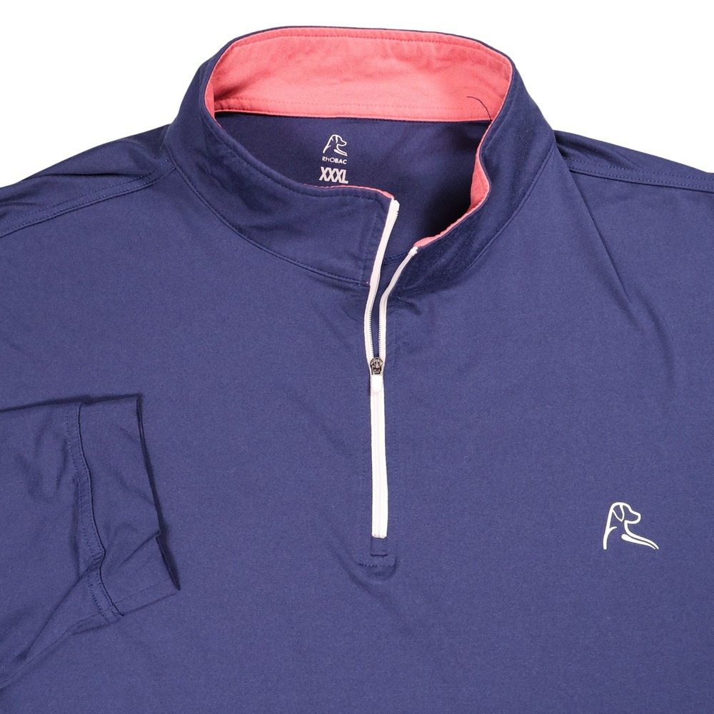 Rhoback Navy Polo with Coral Lining